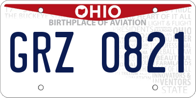 OH license plate GRZ0821