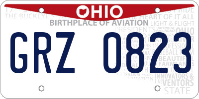 OH license plate GRZ0823