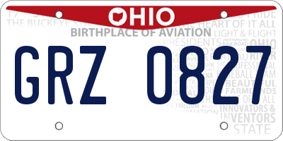 OH license plate GRZ0827