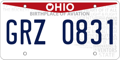OH license plate GRZ0831