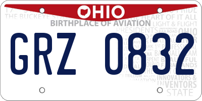 OH license plate GRZ0832
