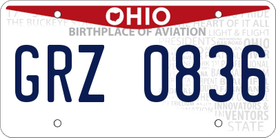 OH license plate GRZ0836