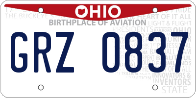 OH license plate GRZ0837