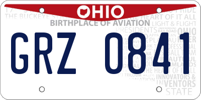 OH license plate GRZ0841