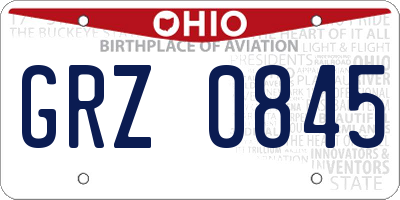 OH license plate GRZ0845