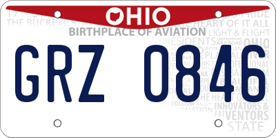 OH license plate GRZ0846