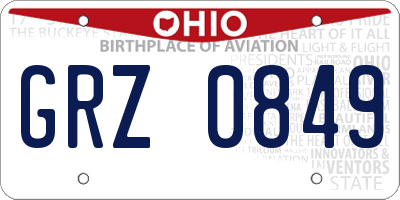 OH license plate GRZ0849