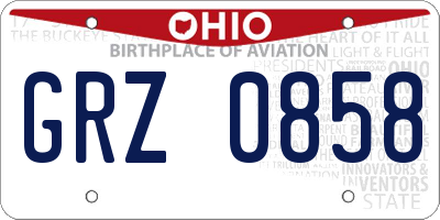 OH license plate GRZ0858