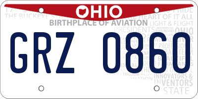 OH license plate GRZ0860
