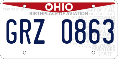 OH license plate GRZ0863