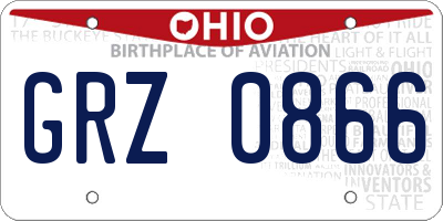 OH license plate GRZ0866