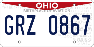 OH license plate GRZ0867