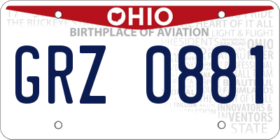 OH license plate GRZ0881