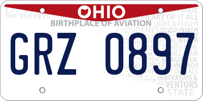 OH license plate GRZ0897