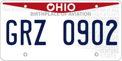 OH license plate GRZ0902