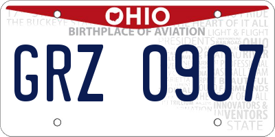OH license plate GRZ0907