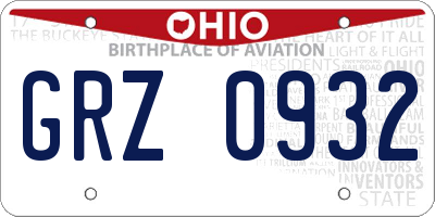 OH license plate GRZ0932