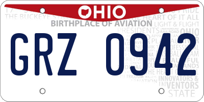 OH license plate GRZ0942
