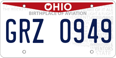 OH license plate GRZ0949