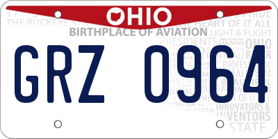 OH license plate GRZ0964