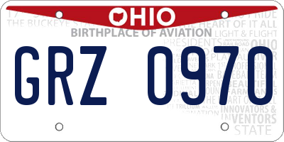 OH license plate GRZ0970