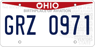 OH license plate GRZ0971