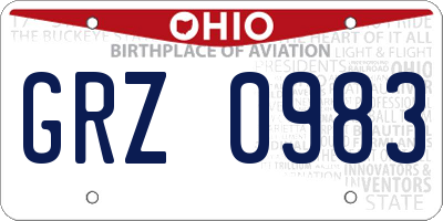 OH license plate GRZ0983