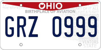 OH license plate GRZ0999