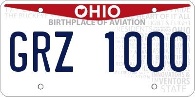 OH license plate GRZ1000