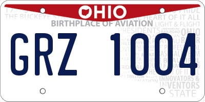 OH license plate GRZ1004