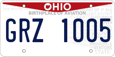 OH license plate GRZ1005
