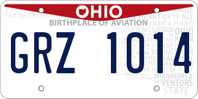 OH license plate GRZ1014