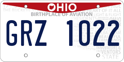OH license plate GRZ1022