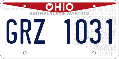 OH license plate GRZ1031