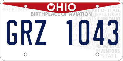 OH license plate GRZ1043