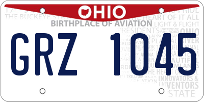 OH license plate GRZ1045