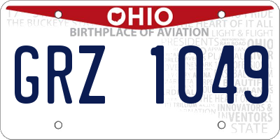 OH license plate GRZ1049