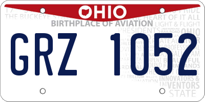 OH license plate GRZ1052