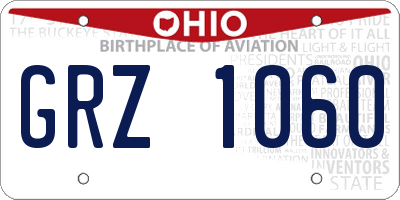OH license plate GRZ1060
