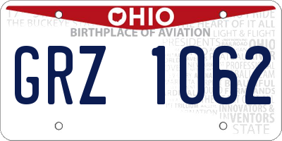 OH license plate GRZ1062