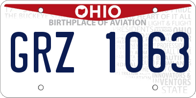 OH license plate GRZ1063
