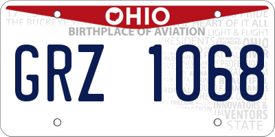OH license plate GRZ1068