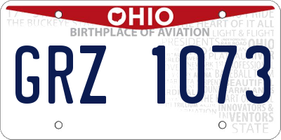 OH license plate GRZ1073