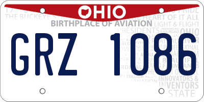 OH license plate GRZ1086