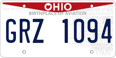 OH license plate GRZ1094