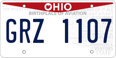 OH license plate GRZ1107
