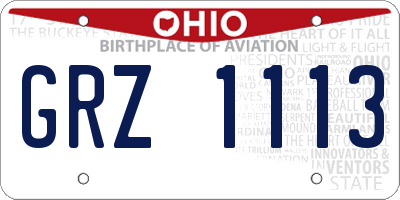 OH license plate GRZ1113