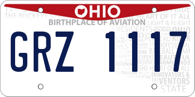 OH license plate GRZ1117