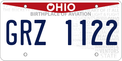 OH license plate GRZ1122