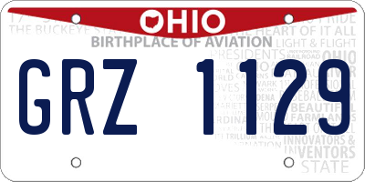 OH license plate GRZ1129